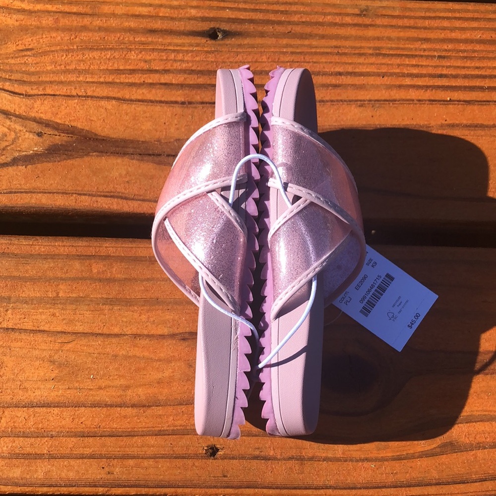 NWT J Crew Crewcuts Purple Pool Slides With Glitter Straps Toddler Sizes 8 and 9 - Picture 2 of 7
